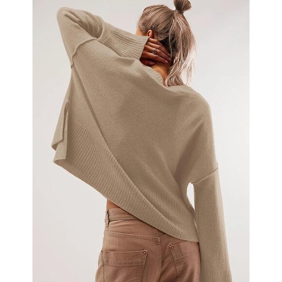 Womens Lightweight Knit Sweater Crewneck Bell Sleeves Pullover Casual Soft - Picture 5 of 5